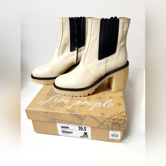NWT Free People James Chelsea Leather Zip Ankle Boots White Made in Spain, 39.5 - Picture 13 of 15